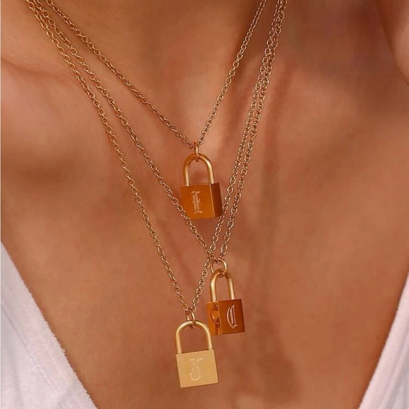 “Emery” 18K Monogram Lock Necklace - Picture 3 of 5